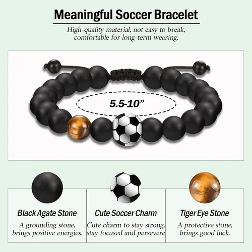 Vista 4 de EFVISD Pulsera de fútbol, fútbol, baloncesto, béisbol, regalos para adolescentes, niños, jugadores, equipo, hijo, nieto, hermano, sobrino, amigo
