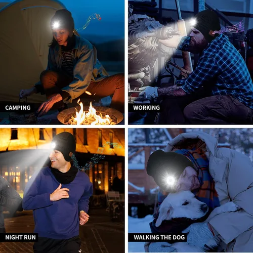 Vista 9 de Bluetooth Beanie with Light, HD Stereo Sound and Built-in Super Bright LED, Cool Gadgets Unique Tech Gifts for Men
