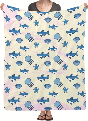Vista 17 de Manta de tiburón para regalo, manta de franela de forro polar de 40 x 50 pulgadas, suave, acogedora y ligera, mantas para sofá, cama, sofá de viaje