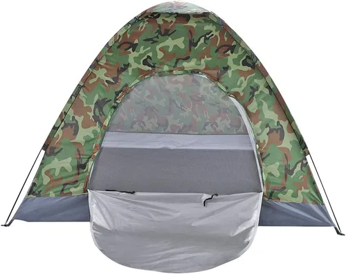 Vista 9 de Outvita Tienda de campaña para 4 personas con lluvia y bolsa de transporte, tienda de campaña impermeable de fácil instalación con ventanas de malla
