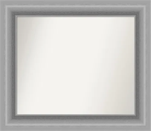 Vista 121 de Amanti Art Espejo de baño plateado para sobre fregadero, 26 x 26 pulgadas, espejo cuadrado de níquel pulido, marco de madera tradicional mediano, se