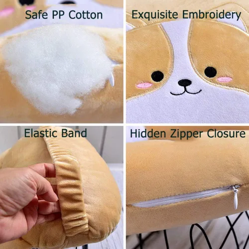Vista 5 de Lindas almohadas para reposacabezas de perro corgi marrón, almohadas para el cuello, almohada lumbar de corgi, almohada de viaje, accesorios