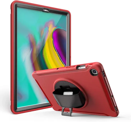 Vista 12 de Dteck Funda para Galaxy Tab S5e 2019, resistente, de cuerpo completo, resistente, a prueba de golpes, con correa de mano giratoria para tableta