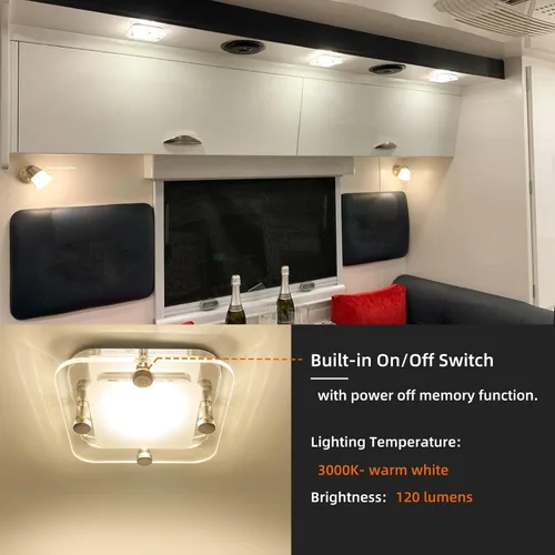 Vista 3 de Dream Lighting luz LED 12 V con plafón transparente para remolque, barco y caravana, iluminación interior, color blanco cálido.