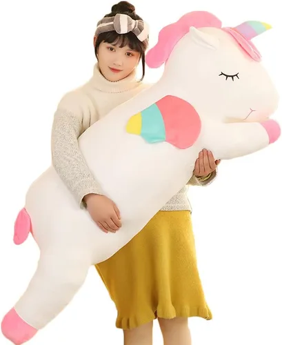 Vista 12 de Animales de peluche de unicornio, almohada suave de unicornio para abrazar, regalo para niños (rosa, 12 pulgadas)