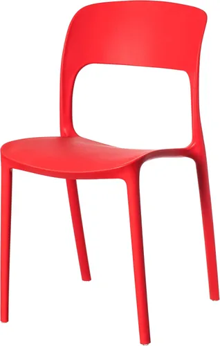 Vista 12 de Silla de comedor moderna de plástico para exteriores con respaldo curvado abierto, color negro