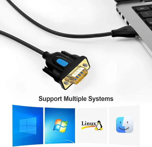 Vista 7 de DTECH Adaptador USB a serie DB9 RS232 Cable Prolífico Chip PL2303 DB-9 Cable macho de 3 pies compatible con Windows 11 10 8 7 Mac Linux