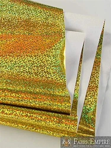 Vista 3 de Fabric Empire Tela brillante con holograma de vinilo dorado brillante, 54 pulgadas de ancho, vendido por The Yard