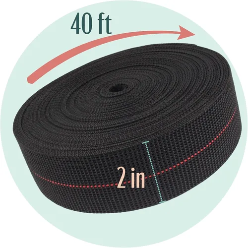 Vista 2 de BambooMN Correa elástica de látex de dos pulgadas para reparación de sillas - Rollo de 40 pies