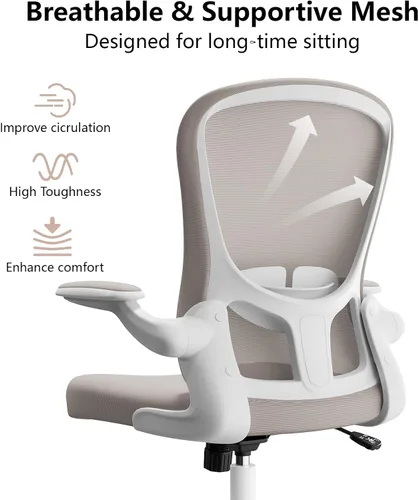 Vista 4 de Silla de oficina ergonómica, cómoda silla giratoria para oficina en casa, silla de escritorio de malla transpirable, silla de computadora de apoyo