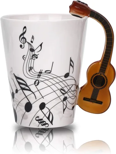 Vista 10 de Tazas de café con música de violín de 12.9 onzas, notas musicales, bebida, té, leche, taza de café, taza de música de cerámica, regalo para amigos