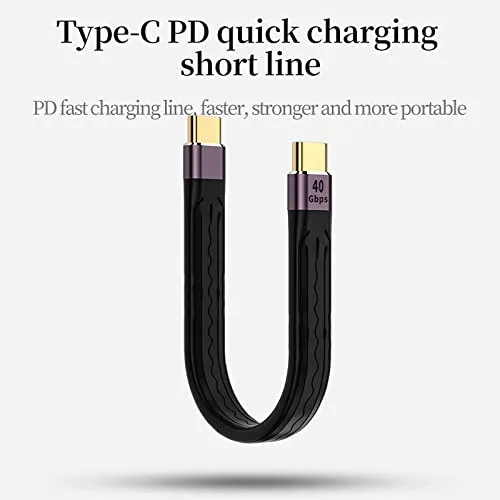 Vista 6 de APEXSUN Cable USB C corto, USB C a C de 0.4 pies, cable flexible compatible con Thunderbolt 4/3, USB4, PD 100 W, carga rápida, video 8K