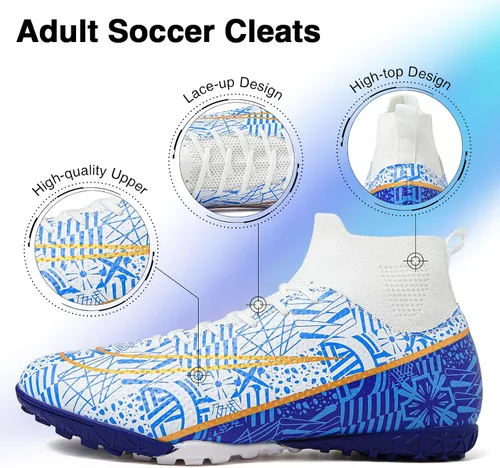 Vista 6 de ASoftLand Tacos de fútbol para hombre y mujer, tacos de fútbol para niño grande AGFG