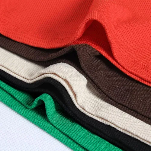 Vista 5 de GEMBERA Camisas básicas ajustadas de manga larga acanaladas con cuello redondo para mujer