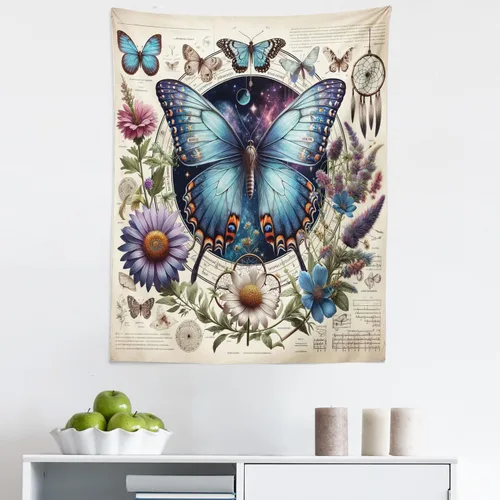 Vista 137 de Ambesonne Tapiz hippie, abrazo de hongos de ensueño y árbol de la vida místico y mandal verde, decoración de tela para colgar en la pared