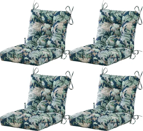Vista 25 de BLISSWALK Cojines para sillas de exterior, 40 x 20 x 4 pulgadas, cojín de mimbre grueso con respaldo bajo y lazos para muebles de patio, floral