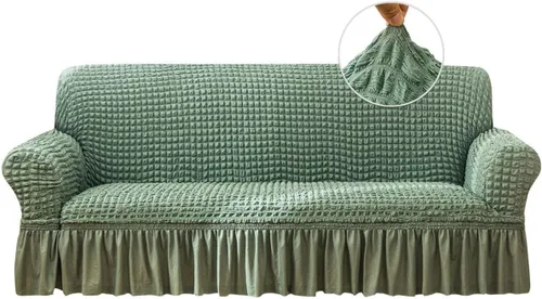 Vista 9 de Qubjus Funda Elástica para Sofá Fundas para Sofá Lavables Funda para Sofá Sillón Cama Protector de Muebles de Fácil Ajuste con Parte Inferior Beige