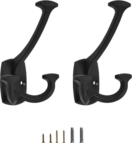 Vista 3 de Ganchos de latón antiguos grandes montados en la pared decorativos de doble cara resistentes para colgar abrigos, toallas, batas, bolsos, ganchos