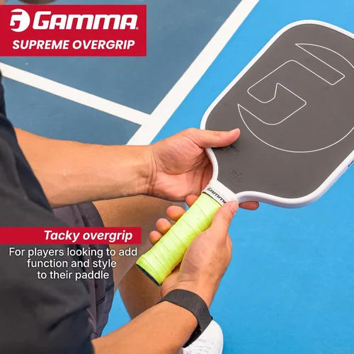 Vista 2 de Gamma Pickleball Supreme Overgrip, Easy to Apply Grip Tape for Pickleball Paddles, Badminton, Squash, Padel Racquets, Replacement Tacky Over Wrap