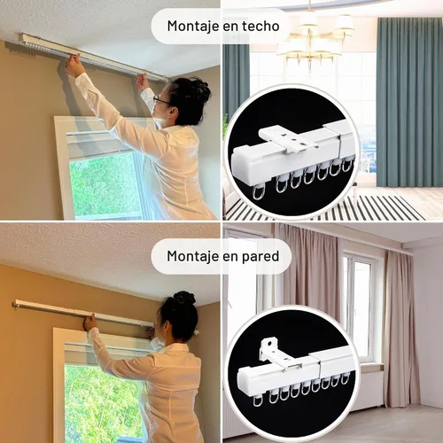 Vista 3 de Pista de cortina retráctil de aluminio para pared o techo de 2.3 a 4 pies