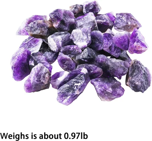 Vista 2 de Apengshi Piedra curativa de amatista, piedra en bruto, 0.97 libras (15.52 oz), cristal natural, piedra de chakra, meditación Reiki, colección