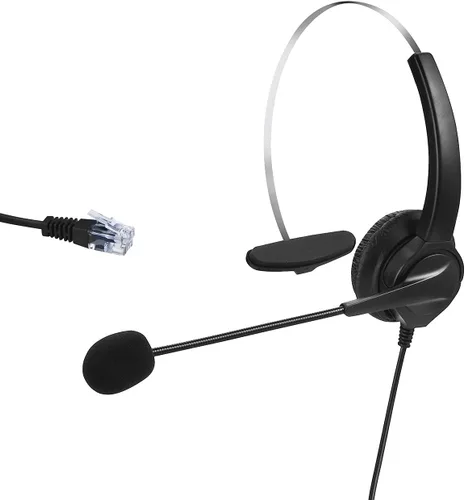 Vista 6 de Teléfono de centro de llamadas con auriculares con cancelación de ruido, micrófono y almohadilla de marcación para el centro de llamadas de casa