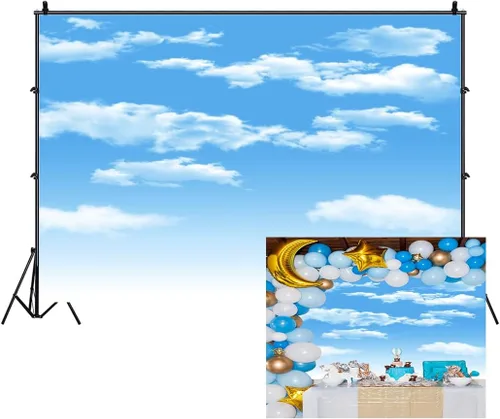 Vista 8 de AOFOTO Telón de fondo de nube blanca cielo azul de 5 x 3 pies para sesión de fotos de cielo soleado para fotografía de niños, recién nacidos, baby