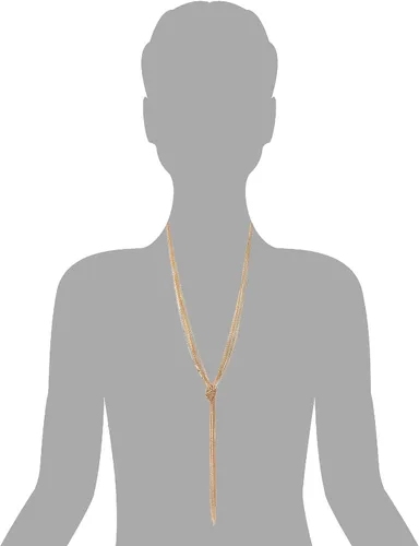 Vista 3 de COOLSTEELANDBEYOND Elegante collar Lariat colgante de borla con diamantes de imitación, cadenas largas de múltiples hebras en forma de Y