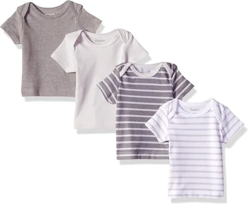 Vista 14 de Hanes Camiseta para bebé, Flexy de suave estiramiento, hombros expandibles, paquete de 4 Conjunto de camuflaje de rayas negras