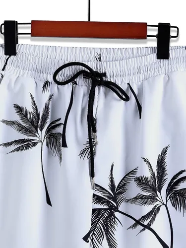 Vista 4 de MakeMeChic Conjunto casual de 2 piezas para hombre manga corta botones y pantalones cortos