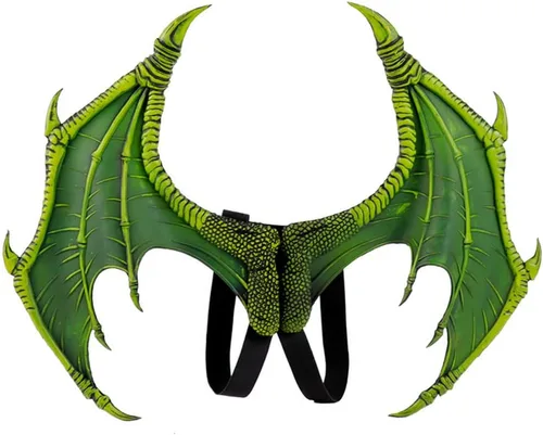 Vista 2 de LIDENGER Juego de accesorios de alas de dragón para cosplay de Navidad, incluye máscara de cabeza de dragón y cola