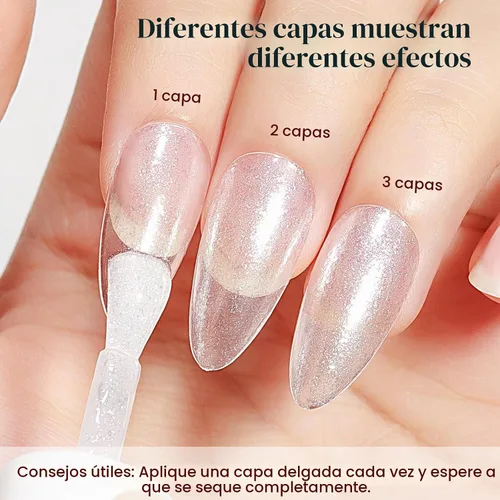 Vista 4 de MIZHSE Translucent Shimmering Nail Polish, Quick Dry Clear Glitter White brillo claro