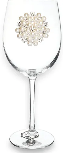 Vista 5 de THE QUEENS' JEWELS Pearl Bouquet - Copa de vino con tallo con joyas, 21 onzas, regalo único para mujeres, cumpleaños, lindo, divertido, sin pintar