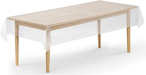 Vista 7 de DecorRack 2 Manteles rectangulares de plástico libres de BPA, 54 x 108 pulgadas, mantel de mesa para comedor, mantel rectangular para fiestas