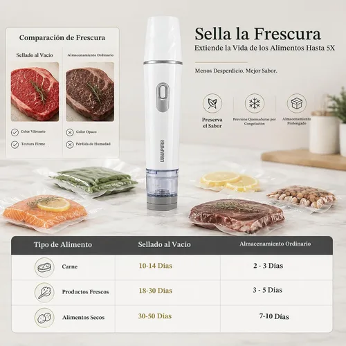 Vista 7 de Sellador de vacío de mano compacto para alimentos con 30 bolsas de vacío