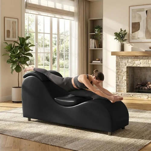 Vista 6 de Mjkone Elegante silla de yoga, tumbona curvada para adultos, color negro