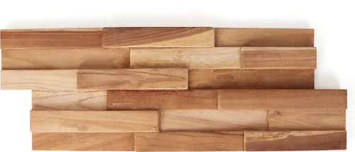 Vista 5 de Paneles de Pared 3D de Teca - Tablones de Madera - Paneles de Pared de Acento de Teca - Revestimiento de Pared - Tableros de Respaldo Shiplap