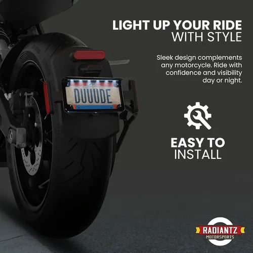 Vista 5 de Radiantz - Armazón de placa de motocicleta - 6 pulgadas Iluminador LED - Negro 8202-52