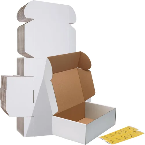 Vista 45 de HORLIMER Paquete de 40 cajas de envío de 5 x 5 x 5, caja de cartón corrugado blanco para correo, embalaje, pequeñas empresas