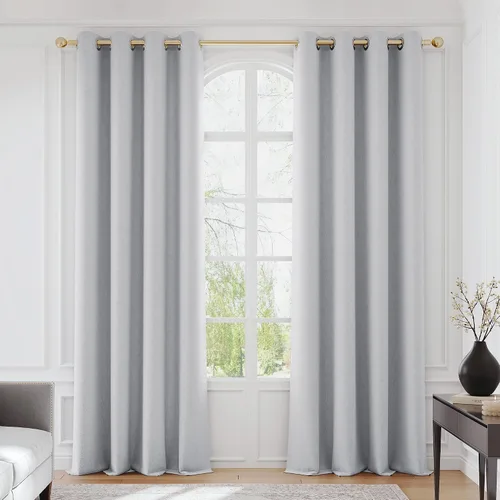 Vista 9 de FMFUNCTEX Cortinas florales 100% opacas para dormitorio, cortinas texturizadas en relieve azul de 63 pulgadas de largo para sala de estar, cortina