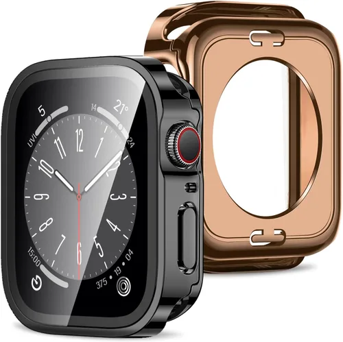 Vista 21 de Amizee 2 en 1 Estuche [Paquete de 2] Compatible con Apple Watch SE 3/2/1 Series 6/5/4 40mm con Protector de Pantalla Integrado, Cubierta Protectora