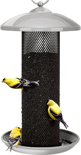 Vista 10 de Kingsyard Comederos para pinzones para exteriores colgantes, comedero para pájaros de tubo de malla metálica para semillas de nyjer/cardo, gran