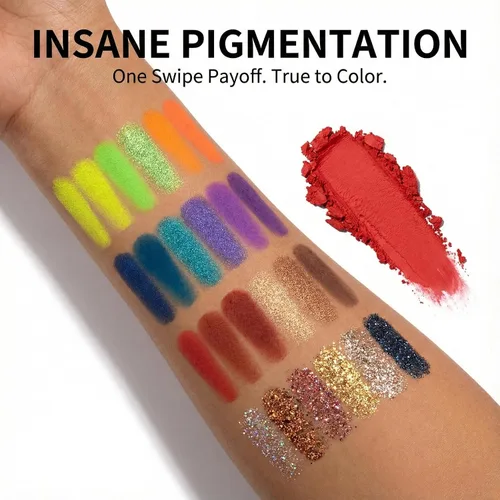 Vista 4 de Paleta de sombras de ojos profesional de 54 colores – Ultra pigmentado mate y brillante verde intenso, tonos bosque y oliva, fácil de mezclar