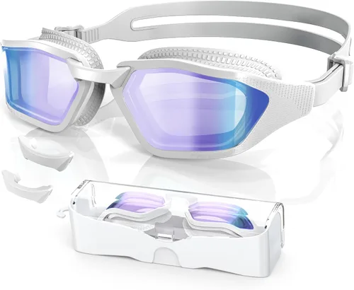 Vista 9 de Greatever Sleek Swim Goggles Unisex-Adult, UV400 Protection Swimming Goggles, HD Wide View Goggles, Anti Fog No Leakage