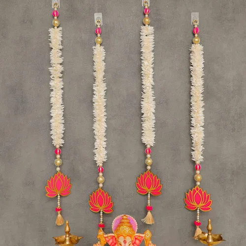 Vista 11 de Desi Favors Guirnaldas de caléndula naranja de 6 pies Guirnalda de flores artificiales Decoración de boda india Hosuewarming, guirnaldas