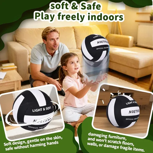 Vista 3 de Pelota de vóleibol suave - Tela súper suave, pelota de vóleibol ligera para práctica en interiores, segura y silenciosa, para niños, jóvenes