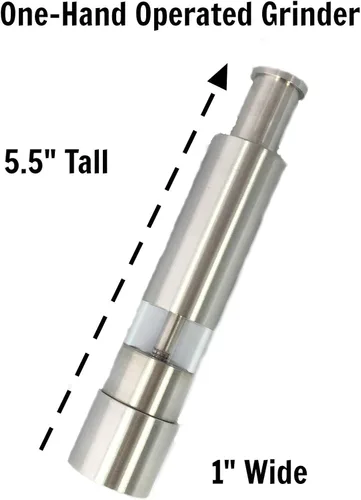 Vista 5 de Set de molinillo de sal y pimienta Grind Gourmet, molinillo de pimienta original de presionar y moler recargable, molinillo de pulgar moderno