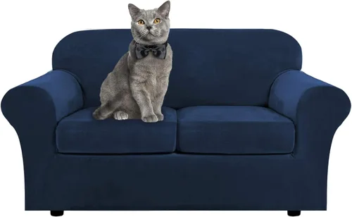 Vista 9 de ShowyLive Fundas para silla de sala de estar, funda elástica para sillón de felpa de terciopelo con 1 cojín separado, protector elástico de muebles