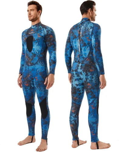 Vista 5 de Seaskin Traje de neopreno de pesca submarina para hombre, 0.069 pulgadas y 0.118 pulgadas de neopreno de cuerpo completo para buceo y natación