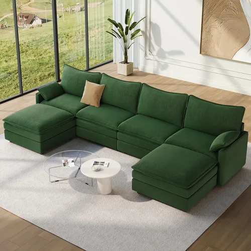 Vista 24 de Vesgantti Sofá modular de 108 pulgadas, cómodo sofá de nube con asiento profundo otomano movible, sofá modular en forma de L, sofás seccionales